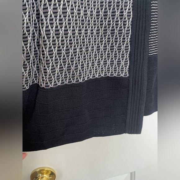 Exclusively Misook Black & White Textured Knit Open Front Cardigan Jacket NWT S - Picture 3 of 9